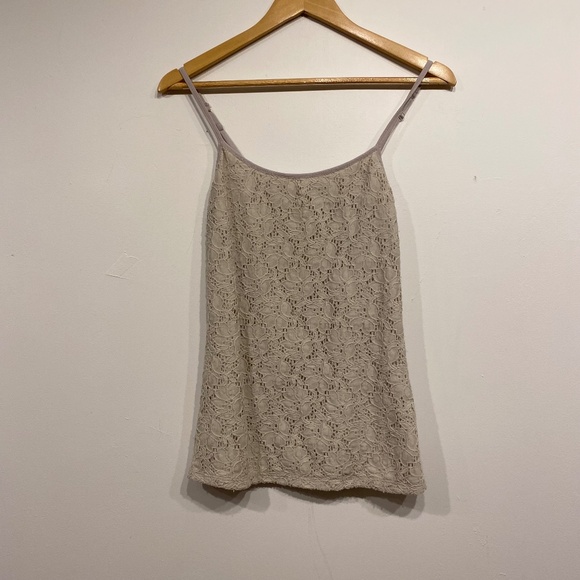 **$5 SALE** Style & Co Lace Front Beige Tank Top - Picture 1 of 3